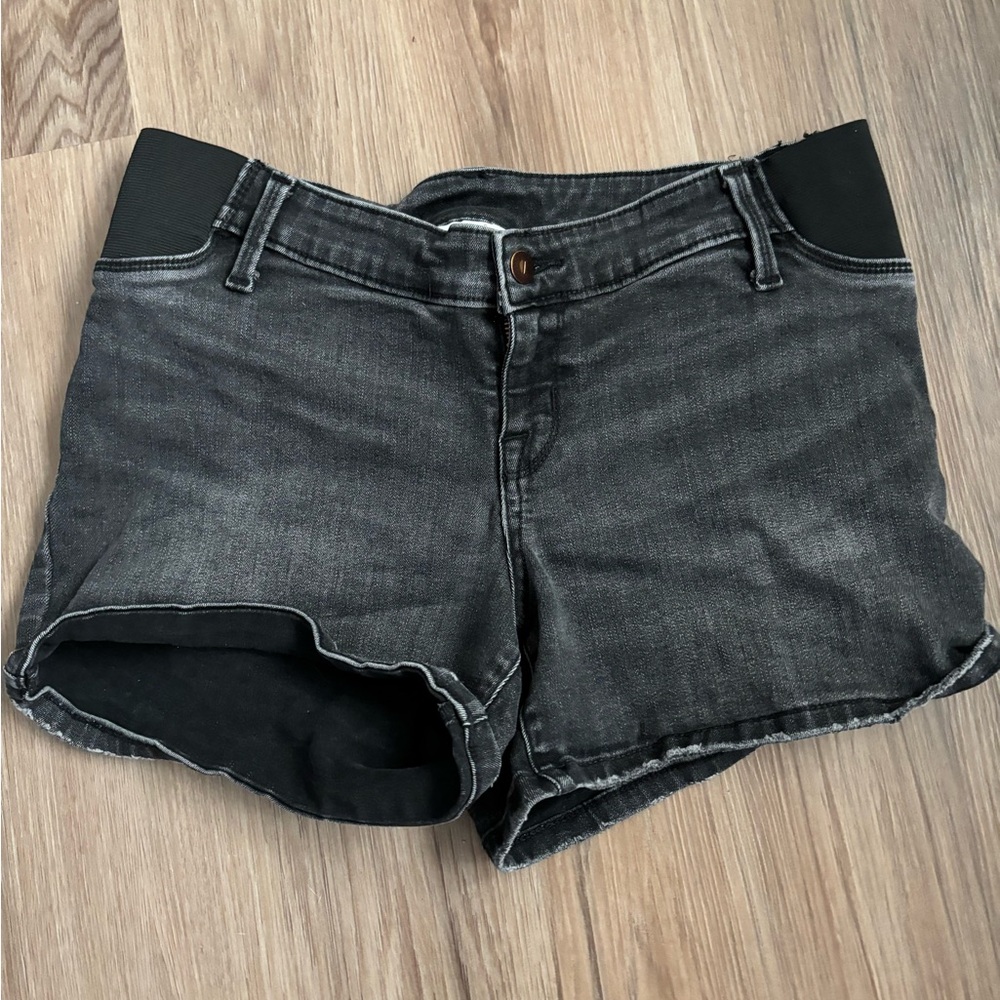 Isabel Maternity by Ingrid & Isabel Black Jean Shorts with Elastic Waistband